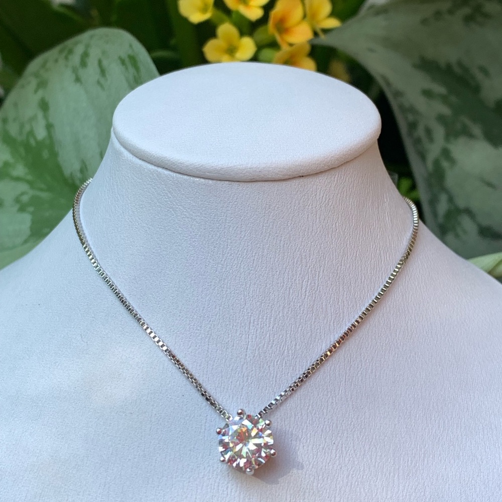 Sterling Silver 925 2 ct. Diamond  CZ Necklace - Picture 3 of 6